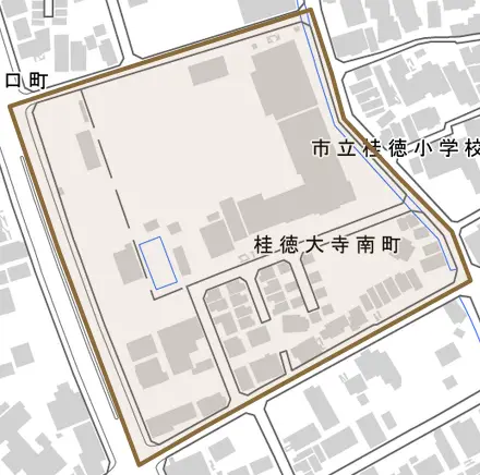 桂徳大寺南町とその周辺の地図。町の範囲を重ねている