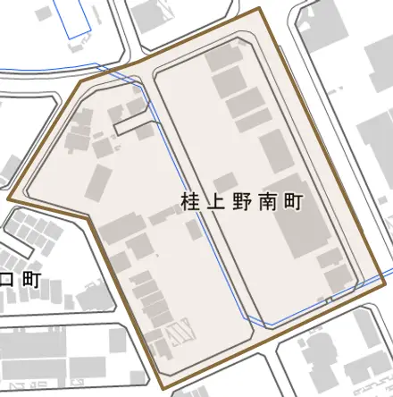 桂上野南町とその周辺の地図。町の範囲を重ねている
