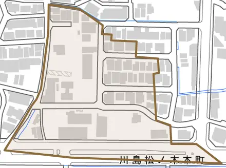 川島松ノ木本町とその周辺の地図。町の範囲を重ねている