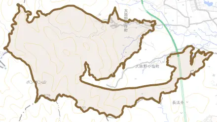 大原野石作町とその周辺の地図。町の範囲を重ねている