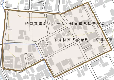下津林南大般若町とその周辺の地図。町の範囲を重ねている