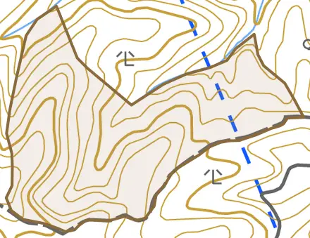 下山田丁塚町とその周辺の地図。町の範囲を重ねている