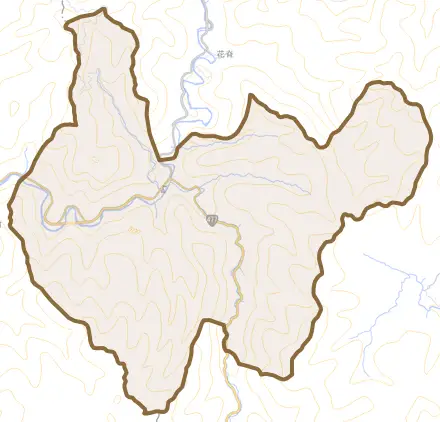 花脊大布施町とその周辺の地図。町の範囲を重ねている