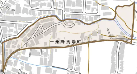 一乗寺馬場町とその周辺の地図。町の範囲を重ねている