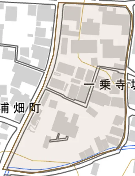 一乗寺堀ノ内町とその周辺の地図。町の範囲を重ねている
