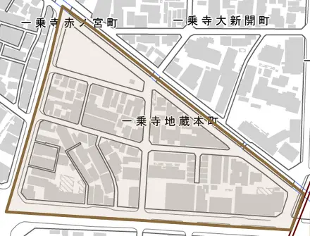 一乗寺地蔵本町とその周辺の地図。町の範囲を重ねている