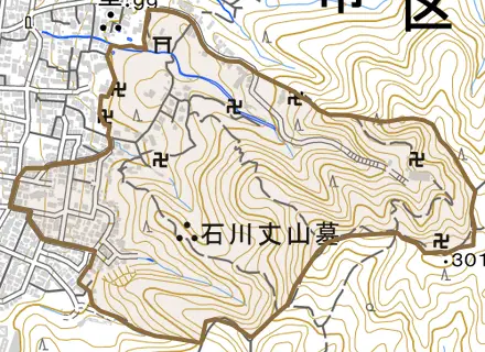 一乗寺松原町とその周辺の地図。町の範囲を重ねている