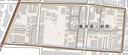 一乗寺里ノ前町とその周辺の地図。町の範囲を重ねている
