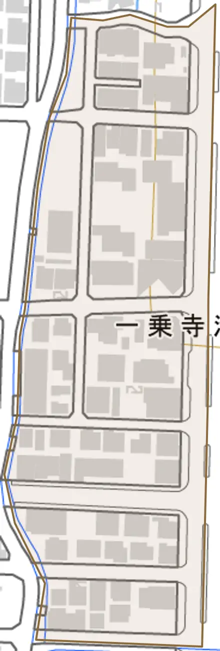 一乗寺清水町とその周辺の地図。町の範囲を重ねている