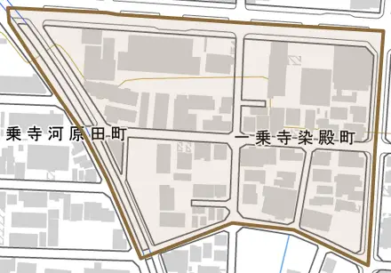 一乗寺染殿町とその周辺の地図。町の範囲を重ねている