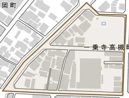 一乗寺高槻町とその周辺の地図。町の範囲を重ねている