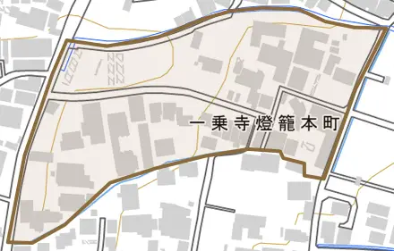 一乗寺燈籠本町とその周辺の地図。町の範囲を重ねている