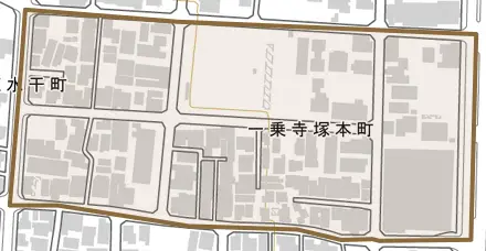 一乗寺塚本町とその周辺の地図。町の範囲を重ねている