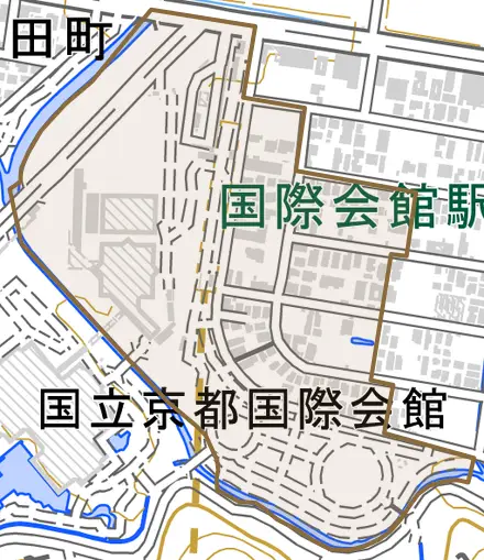 岩倉南大鷺町とその周辺の地図。町の範囲を重ねている