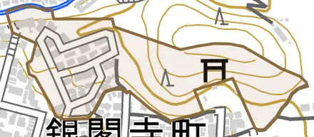 浄土寺小山町とその周辺の地図。町の範囲を重ねている