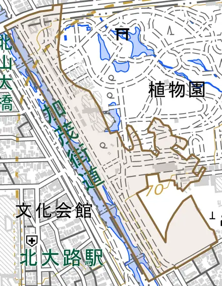 賀茂今井町とその周辺の地図。町の範囲を重ねている