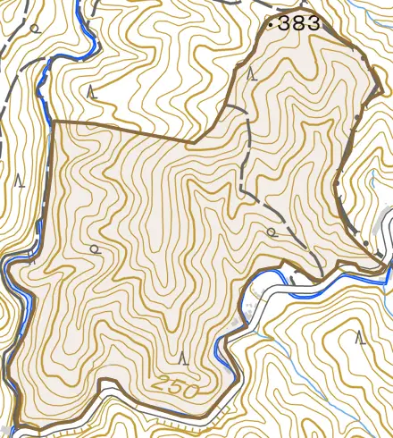 北白川岩坂町とその周辺の地図。町の範囲を重ねている