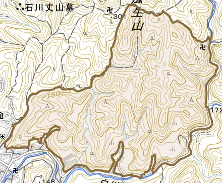 北白川地蔵谷町とその周辺の地図。町の範囲を重ねている