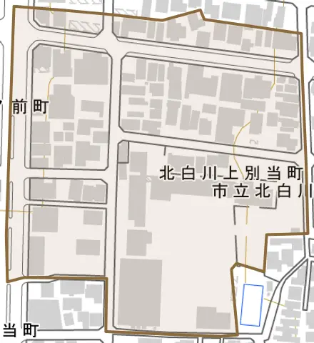 北白川上別当町とその周辺の地図。町の範囲を重ねている