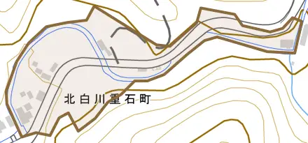 北白川重石町とその周辺の地図。町の範囲を重ねている