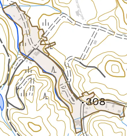 北白川小亀谷町とその周辺の地図。町の範囲を重ねている