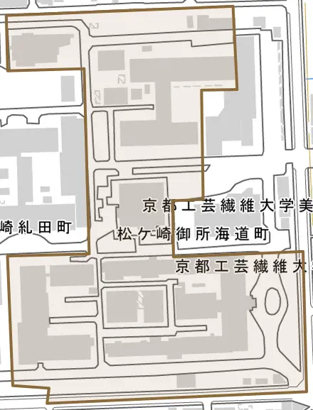 松ケ崎御所海道町とその周辺の地図。町の範囲を重ねている