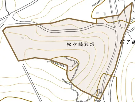 松ケ崎狐坂とその周辺の地図。町の範囲を重ねている