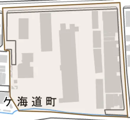 松ケ崎久土町とその周辺の地図。町の範囲を重ねている