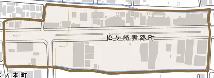 松ケ崎雲路町とその周辺の地図。町の範囲を重ねている