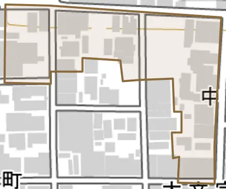 中川町とその周辺の地図。町の範囲を重ねている