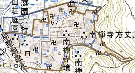 南禅寺福地町とその周辺の地図。町の範囲を重ねている