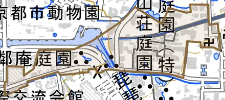 南禅寺草川町とその周辺の地図。町の範囲を重ねている