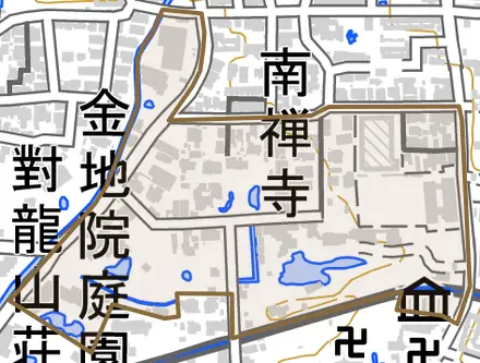 南禅寺下河原町とその周辺の地図。町の範囲を重ねている