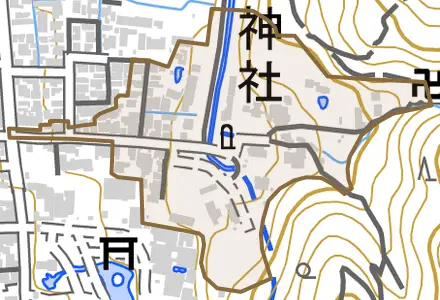 若王子町とその周辺の地図。町の範囲を重ねている