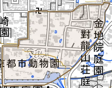 岡崎法勝寺町とその周辺の地図。町の範囲を重ねている