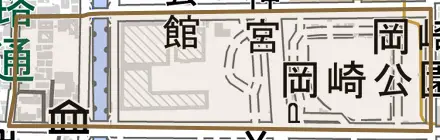 岡崎最勝寺町とその周辺の地図。町の範囲を重ねている