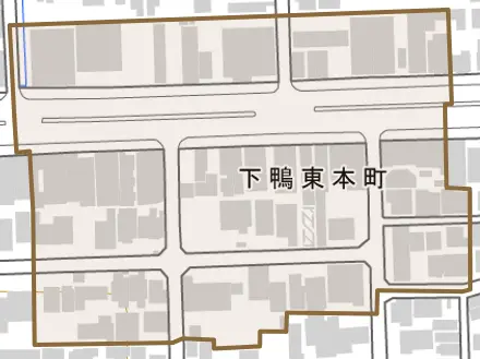 下鴨東本町とその周辺の地図。町の範囲を重ねている