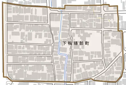 下鴨膳部町とその周辺の地図。町の範囲を重ねている