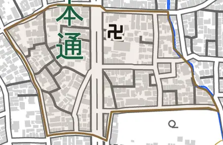 下鴨松ノ木町とその周辺の地図。町の範囲を重ねている