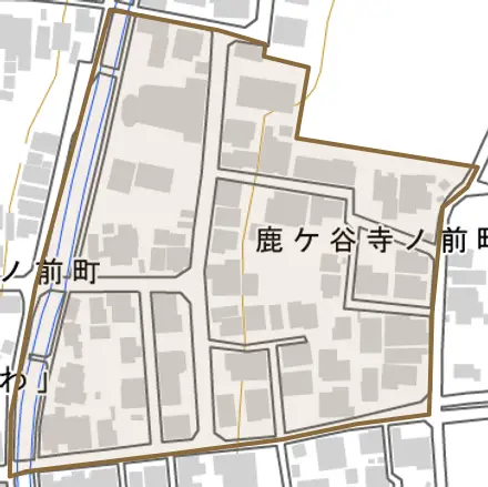 鹿ケ谷寺ノ前町とその周辺の地図。町の範囲を重ねている