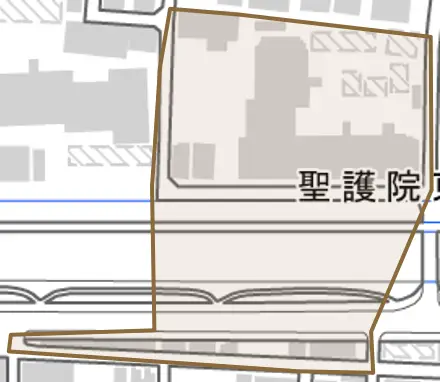聖護院東寺領町とその周辺の地図。町の範囲を重ねている