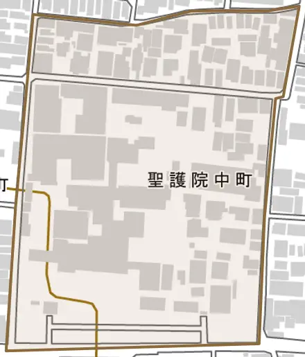 聖護院中町とその周辺の地図。町の範囲を重ねている