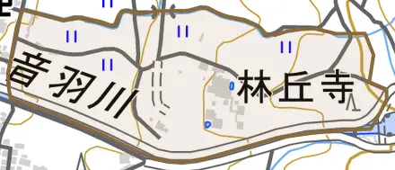 修学院林ノ脇とその周辺の地図。町の範囲を重ねている