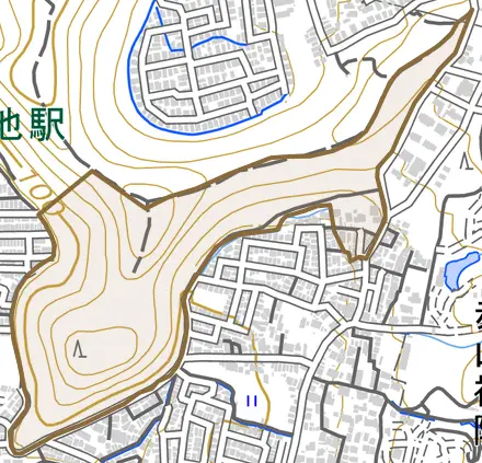 修学院山添町とその周辺の地図。町の範囲を重ねている