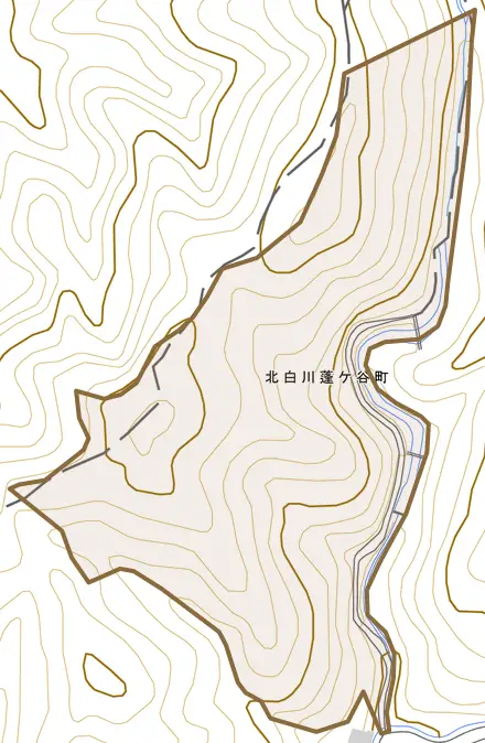 北白川蓬ケ谷町とその周辺の地図。町の範囲を重ねている