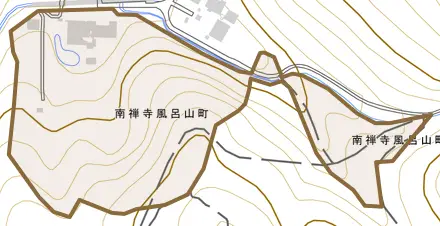 南禅寺風呂山町とその周辺の地図。町の範囲を重ねている