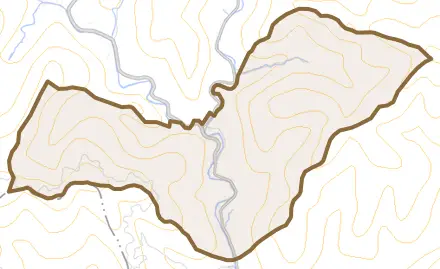 広河原杓子屋町とその周辺の地図。町の範囲を重ねている