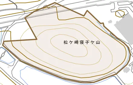 松ケ崎寝子ケ山とその周辺の地図。町の範囲を重ねている