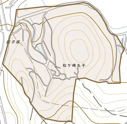 松ケ崎丸子とその周辺の地図。町の範囲を重ねている