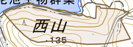 松ケ崎深泥池端とその周辺の地図。町の範囲を重ねている